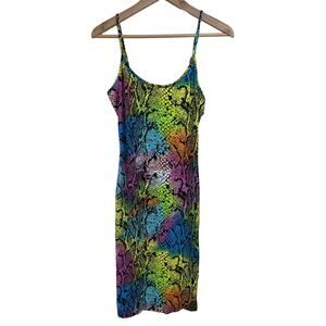Absolutely Love It! Soft Snakeskin Rainbow Spaghetti Strap Dress Size Large